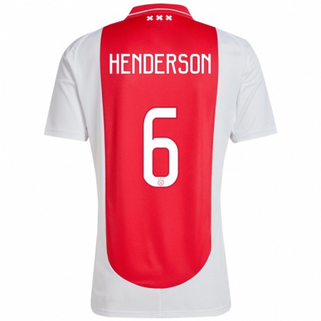 Kandiny Kinderen Jordan Henderson #6 Rood Wit Thuisshirt Thuistenue 2024/25 T-Shirt