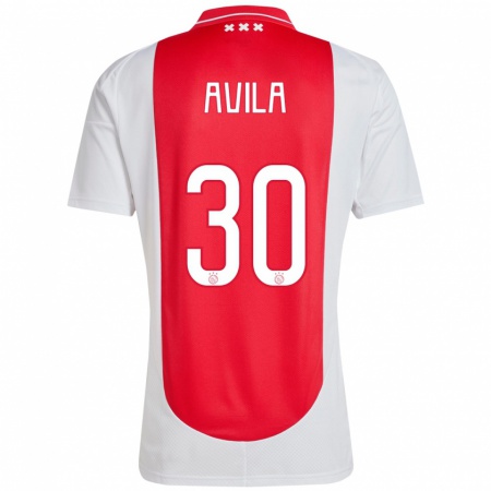 Kandiny Kinderen Gastón Ávila #30 Rood Wit Thuisshirt Thuistenue 2024/25 T-Shirt