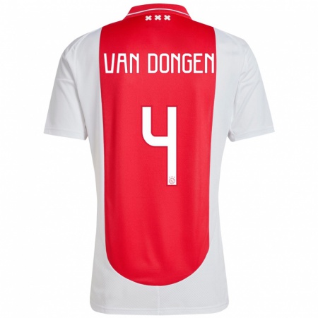 Kandiny Kinderen Bram Van Dongen #4 Rood Wit Thuisshirt Thuistenue 2024/25 T-Shirt