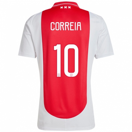 Kandiny Kinderen Tim Correia #10 Rood Wit Thuisshirt Thuistenue 2024/25 T-Shirt