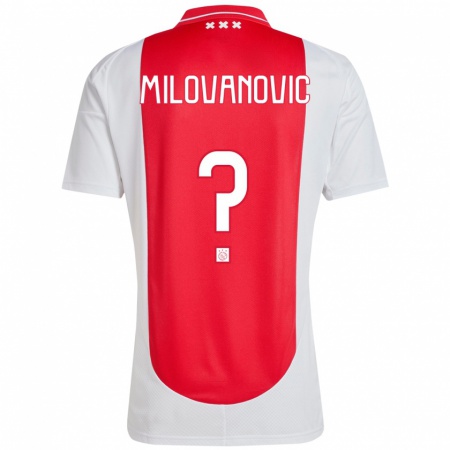 Kandiny Kinderen Mateja Milovanovic #0 Rood Wit Thuisshirt Thuistenue 2024/25 T-Shirt