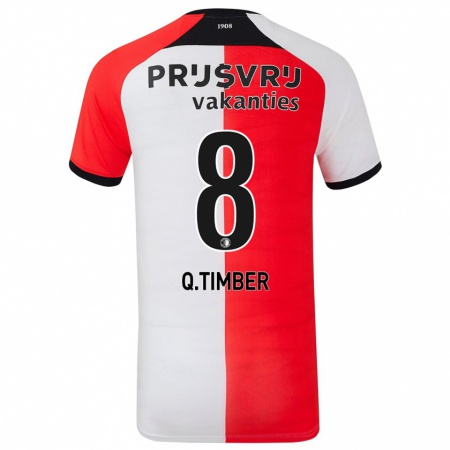 Kandiny Bambino Maglia Quinten Timber #8 Rosso Bianco Kit Gara Home 2024/25 Maglietta