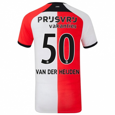 Kandiny Kinderen Délano Van Der Heijden #50 Rood Wit Thuisshirt Thuistenue 2024/25 T-Shirt