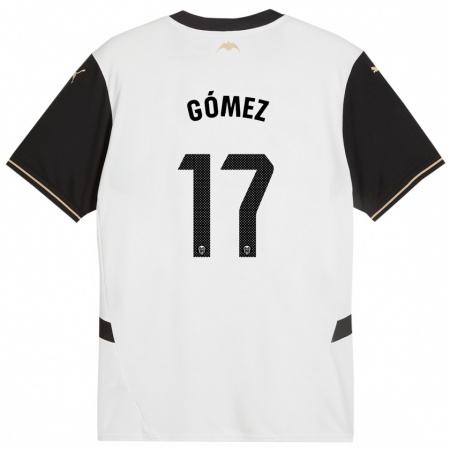 Kandiny Bambino Maglia Dani Gómez #17 Bianco Nero Kit Gara Home 2024/25 Maglietta