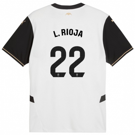 Kandiny Kinderen Luis Rioja #22 Wit Zwart Thuisshirt Thuistenue 2024/25 T-Shirt