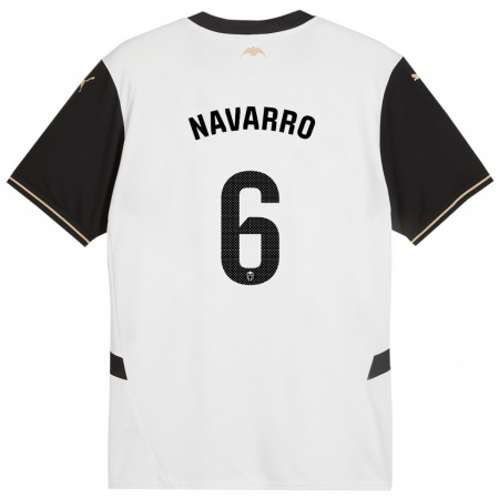 Kandiny Kinderen Javi Navarro #6 Wit Zwart Thuisshirt Thuistenue 2024/25 T-Shirt