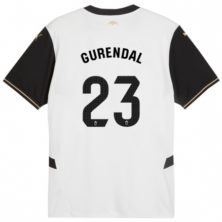 Kandiny Kinderen Alexander Gurendal #23 Wit Zwart Thuisshirt Thuistenue 2024/25 T-Shirt