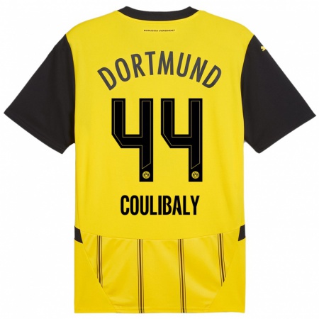 Kandiny Kinderen Soumaïla Coulibaly #44 Geel Zwart Thuisshirt Thuistenue 2024/25 T-Shirt