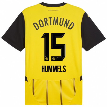 Kandiny Kinderen Mats Hummels #15 Geel Zwart Thuisshirt Thuistenue 2024/25 T-Shirt