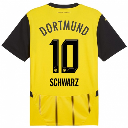 Kandiny Bambino Maglia Oskar Schwarz #10 Giallo Nero Kit Gara Home 2024/25 Maglietta