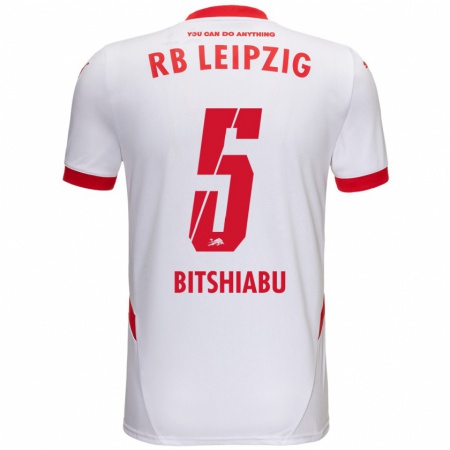 Kandiny Bambino Maglia El Chadaille Bitshiabu #5 Bianco Rosso Kit Gara Home 2024/25 Maglietta