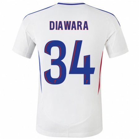 Kandiny Kinderen Mahamadou Diawara #34 Wit Blauw Thuisshirt Thuistenue 2024/25 T-Shirt