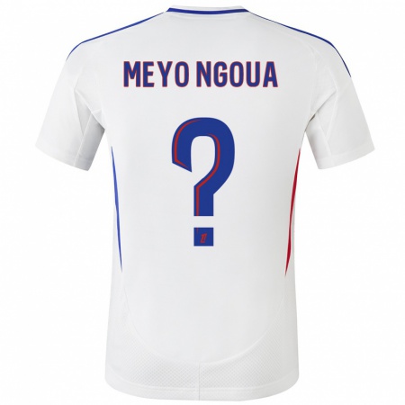 Kandiny Bambino Maglia Bryan Meyo Ngoua #0 Bianco Blu Kit Gara Home 2024/25 Maglietta