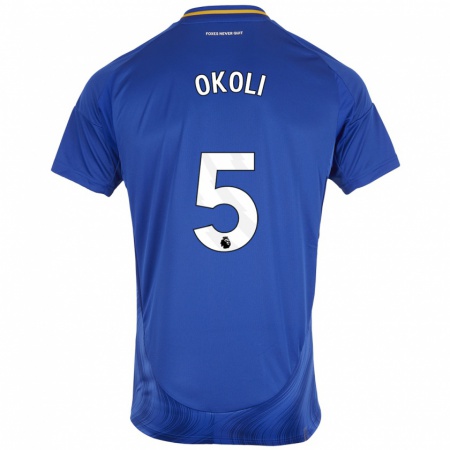 Kandiny Kinderen Caleb Okoli #5 Blauw Wit Thuisshirt Thuistenue 2024/25 T-Shirt