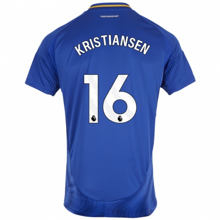 Kandiny Bambino Maglia Victor Kristiansen #16 Blu Bianco Kit Gara Home 2024/25 Maglietta