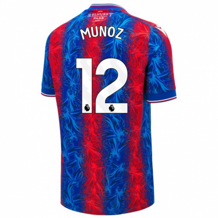 Kandiny Kinderen Daniel Muñoz #12 Rood Blauwe Strepen Thuisshirt Thuistenue 2024/25 T-Shirt