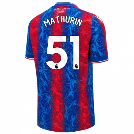 Kandiny Kinderen Roshaun Mathurin #51 Rood Blauwe Strepen Thuisshirt Thuistenue 2024/25 T-Shirt