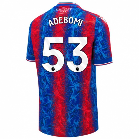 Kandiny Kinderen Ademola Ola Adebomi #53 Rood Blauwe Strepen Thuisshirt Thuistenue 2024/25 T-Shirt