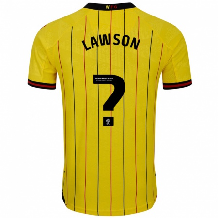 Kandiny Kinderen Jonathan Lawson #0 Geel Zwart Thuisshirt Thuistenue 2024/25 T-Shirt