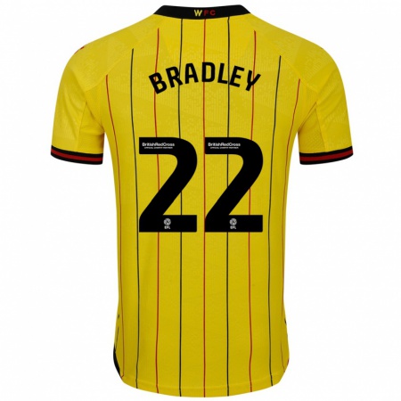 Kandiny Kinderen Jade Bradley #22 Geel Zwart Thuisshirt Thuistenue 2024/25 T-Shirt