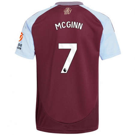 Kandiny Kinderen John Mcginn #7 Bordeaux Hemelsblauw Thuisshirt Thuistenue 2024/25 T-Shirt