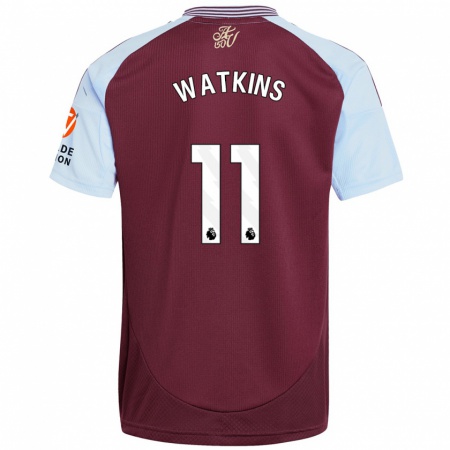 Kandiny Kinderen Ollie Watkins #11 Bordeaux Hemelsblauw Thuisshirt Thuistenue 2024/25 T-Shirt