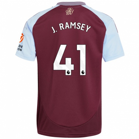 Kandiny Kinderen Jacob Ramsey #41 Bordeaux Hemelsblauw Thuisshirt Thuistenue 2024/25 T-Shirt