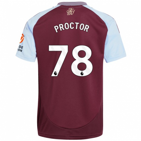 Kandiny Kinderen Sam Proctor #78 Bordeaux Hemelsblauw Thuisshirt Thuistenue 2024/25 T-Shirt