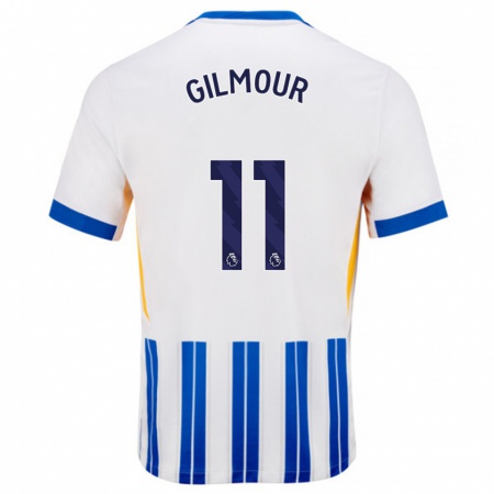 Kandiny Kinderen Billy Gilmour #11 Wit Blauwe Krijtstrepen Thuisshirt Thuistenue 2024/25 T-Shirt