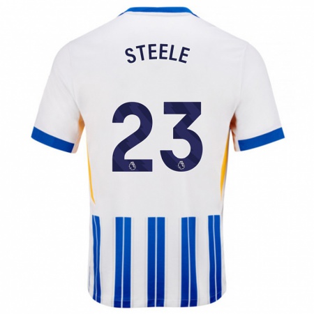 Kandiny Kinderen Jason Steele #23 Wit Blauwe Krijtstrepen Thuisshirt Thuistenue 2024/25 T-Shirt