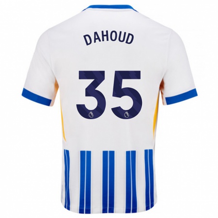 Kandiny Kinderen Mahmoud Dahoud #35 Wit Blauwe Krijtstrepen Thuisshirt Thuistenue 2024/25 T-Shirt