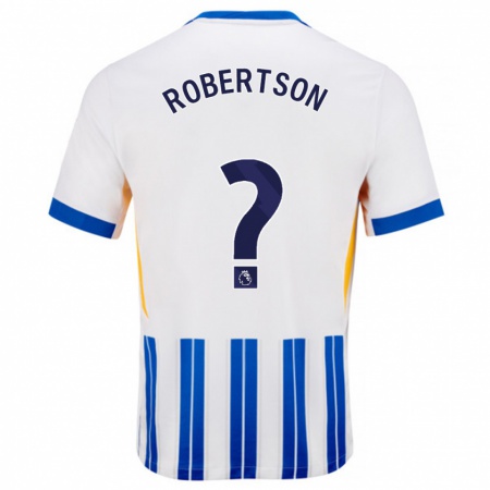 Kandiny Kinderen Josh Robertson #0 Wit Blauwe Krijtstrepen Thuisshirt Thuistenue 2024/25 T-Shirt