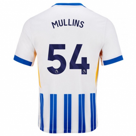 Kandiny Kinderen Jamie Mullins #54 Wit Blauwe Krijtstrepen Thuisshirt Thuistenue 2024/25 T-Shirt