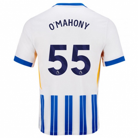 Kandiny Kinderen Mark O'mahony #55 Wit Blauwe Krijtstrepen Thuisshirt Thuistenue 2024/25 T-Shirt