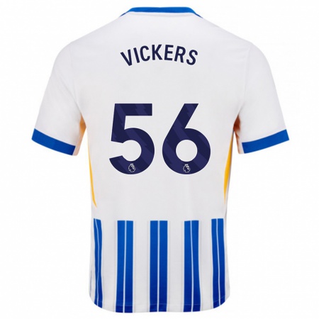 Kandiny Kinderen Caylan Vickers #56 Wit Blauwe Krijtstrepen Thuisshirt Thuistenue 2024/25 T-Shirt