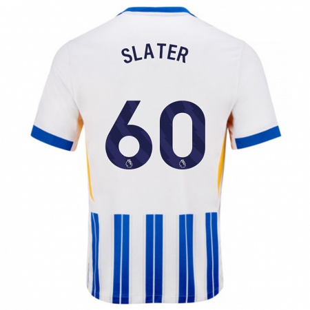 Kandiny Kinderen Jacob Slater #60 Wit Blauwe Krijtstrepen Thuisshirt Thuistenue 2024/25 T-Shirt