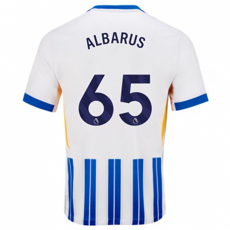 Kandiny Kinderen Zane Albarus #65 Wit Blauwe Krijtstrepen Thuisshirt Thuistenue 2024/25 T-Shirt