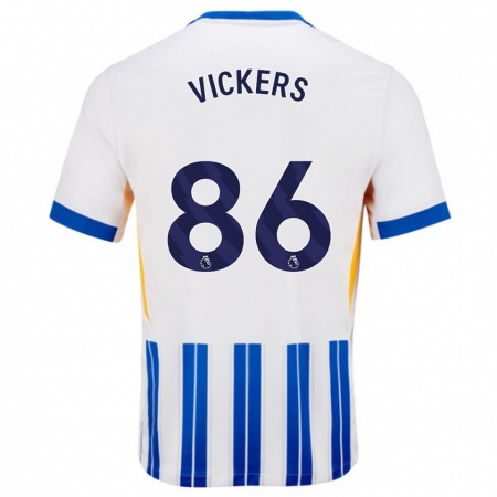 Kandiny Kinderen Jacob Vickers #86 Wit Blauwe Krijtstrepen Thuisshirt Thuistenue 2024/25 T-Shirt