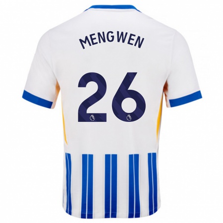 Kandiny Kinderen Li Mengwen #26 Wit Blauwe Krijtstrepen Thuisshirt Thuistenue 2024/25 T-Shirt