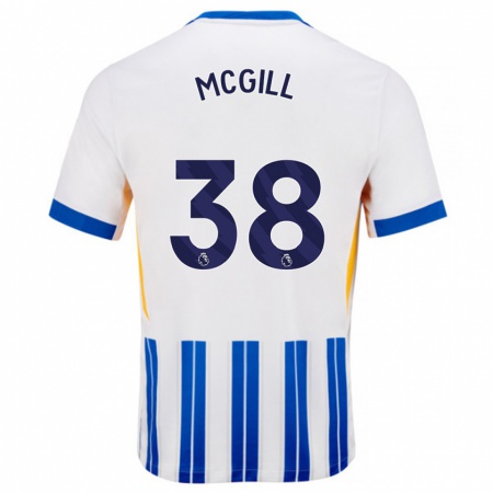 Kandiny Kinderen Tom Mcgill #38 Wit Blauwe Krijtstrepen Thuisshirt Thuistenue 2024/25 T-Shirt