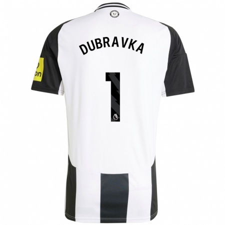 Kandiny Kinderen Martin Dúbravka #1 Wit Zwart Thuisshirt Thuistenue 2024/25 T-Shirt