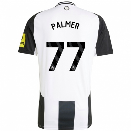 Kandiny Kinderen Darren Palmer #77 Wit Zwart Thuisshirt Thuistenue 2024/25 T-Shirt