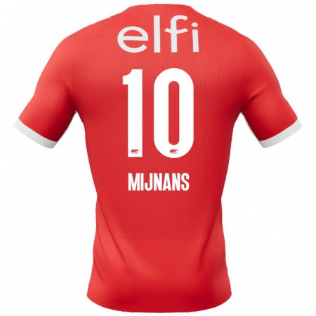 Kandiny Niño Camiseta Sven Mijnans #10 Rojo Blanco 1ª Equipación 2024/25 La Camisa