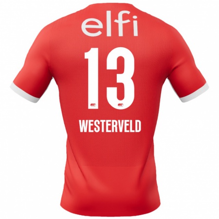 Kandiny Niño Camiseta Sem Westerveld #13 Rojo Blanco 1ª Equipación 2024/25 La Camisa México