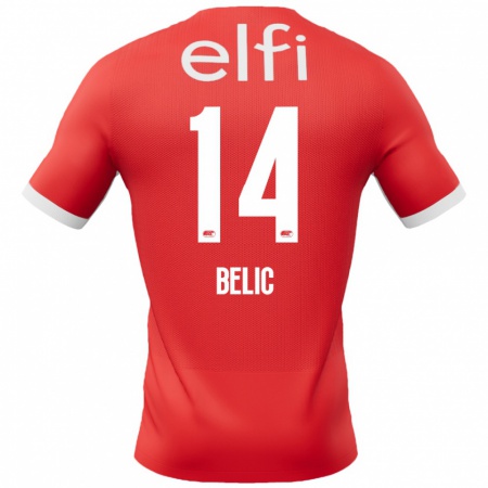 Kandiny Niño Camiseta Kristijan Belic #14 Rojo Blanco 1ª Equipación 2024/25 La Camisa México