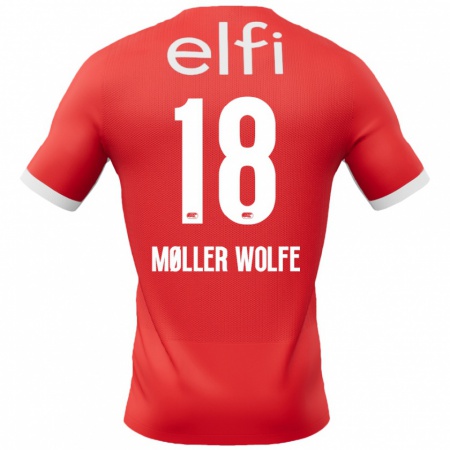 Kandiny Kinderen David Møller Wolfe #18 Rood Wit Thuisshirt Thuistenue 2024/25 T-Shirt