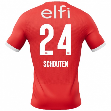 Kandiny Kinderen Lewis Schouten #24 Rood Wit Thuisshirt Thuistenue 2024/25 T-Shirt