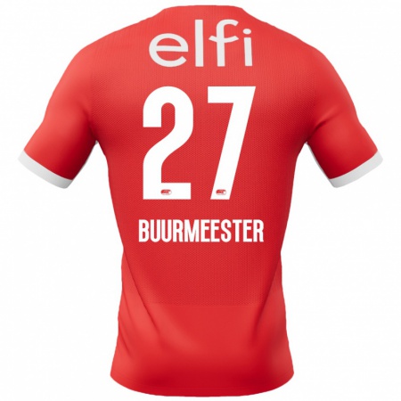 Kandiny Niño Camiseta Zico Buurmeester #27 Rojo Blanco 1ª Equipación 2024/25 La Camisa México