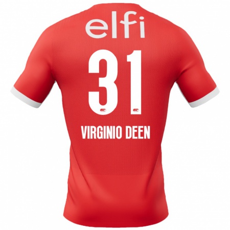 Kandiny Niño Camiseta Daniël Virginio Deen #31 Rojo Blanco 1ª Equipación 2024/25 La Camisa