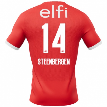 Kandiny Niño Camiseta Thom Steenbergen #14 Rojo Blanco 1ª Equipación 2024/25 La Camisa México